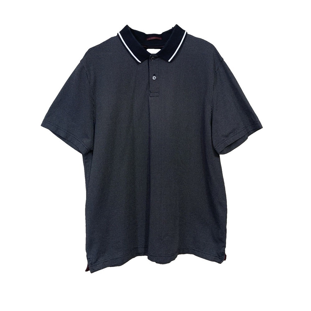 Ted Baker Men's XL Short Sleeve Golf Polo Shirt Black Subtle Geometric *READ
